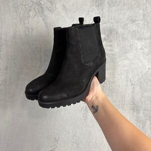 Vagabond Shoemakers Grace Black Leather Chunky Block‎ Heel Ankle Boots Size 40